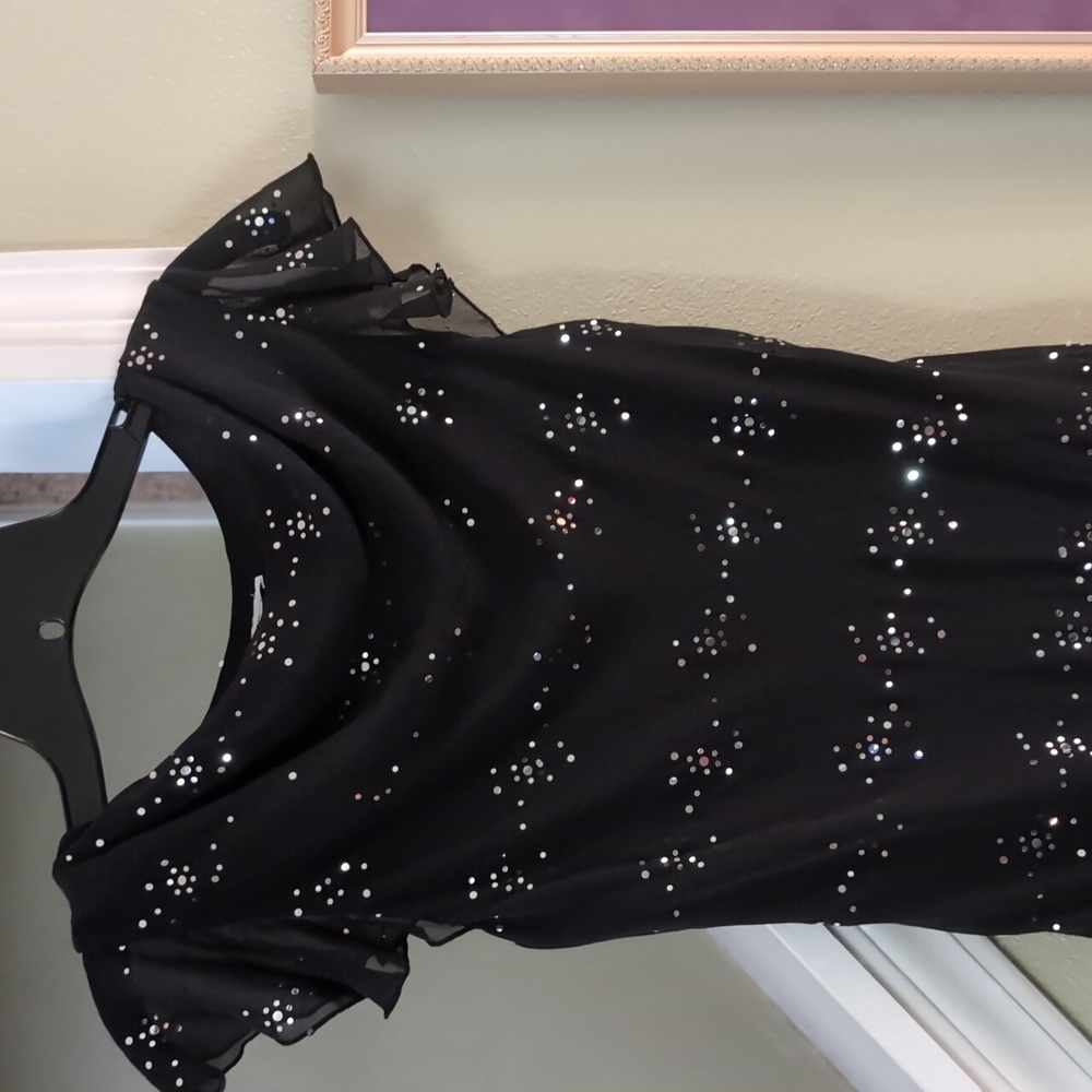 Disorderly Kids Elegant Black Sequin Beaded Asymmetrical Black Dress 14